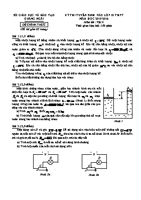 Đề thi tuyển sinh lớp 10 THPT môn Vật lí - Năm học 2016-2017 - Sở GD & ĐT Hà Nội